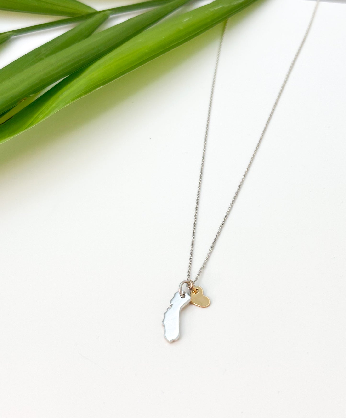 Sterling Silver Califonia Love Necklace with Gold Heart