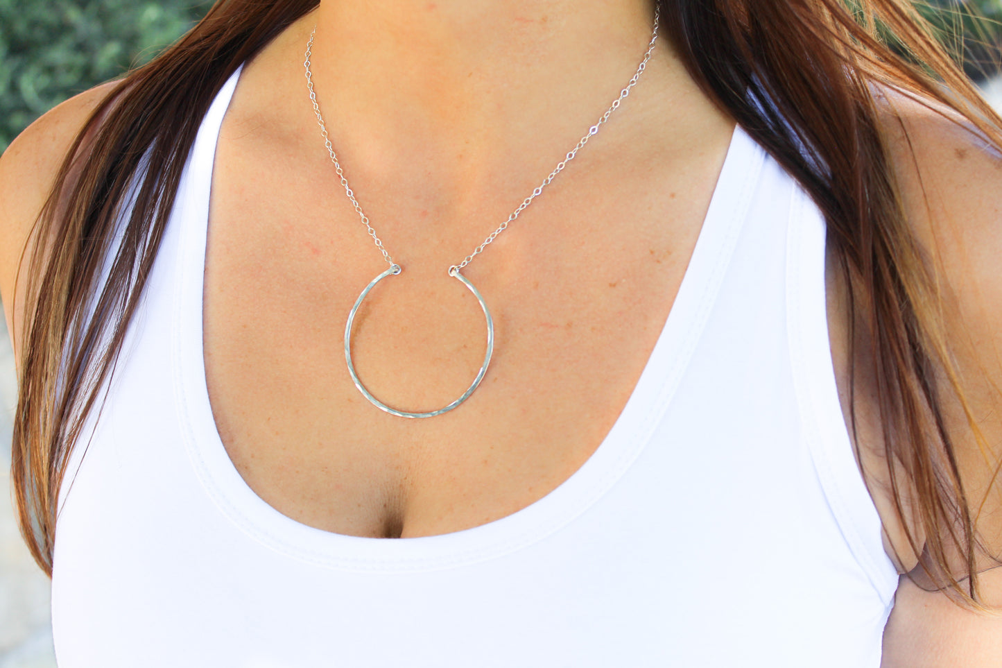 Large Sterling Silver Open Circle necklace