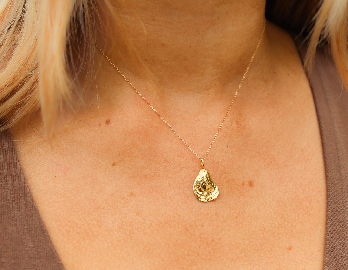 Gold Oyster Shell Necklace