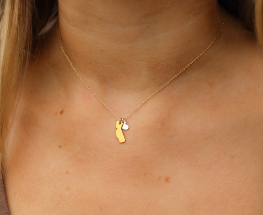 Gold Vermeil California Love Necklace with Sterling Silver Heart, Mixed Metal