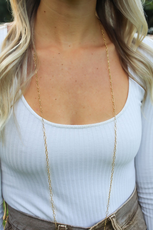 Long Gold Filled Figaro Chain Wrap Necklace