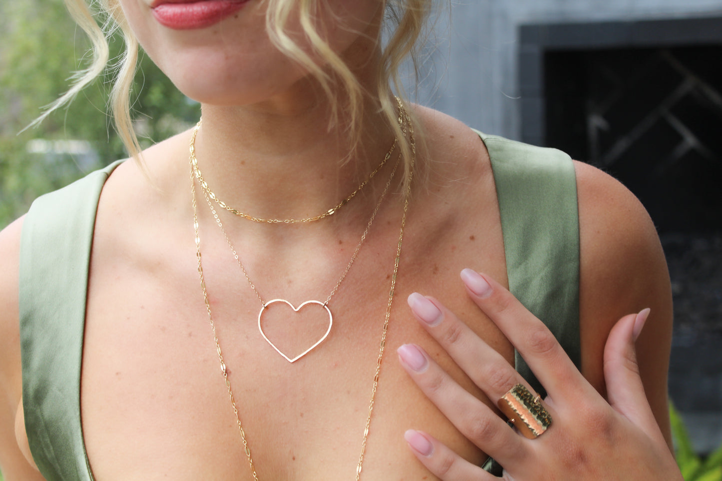 Large Gold Filled Open Heart Necklace