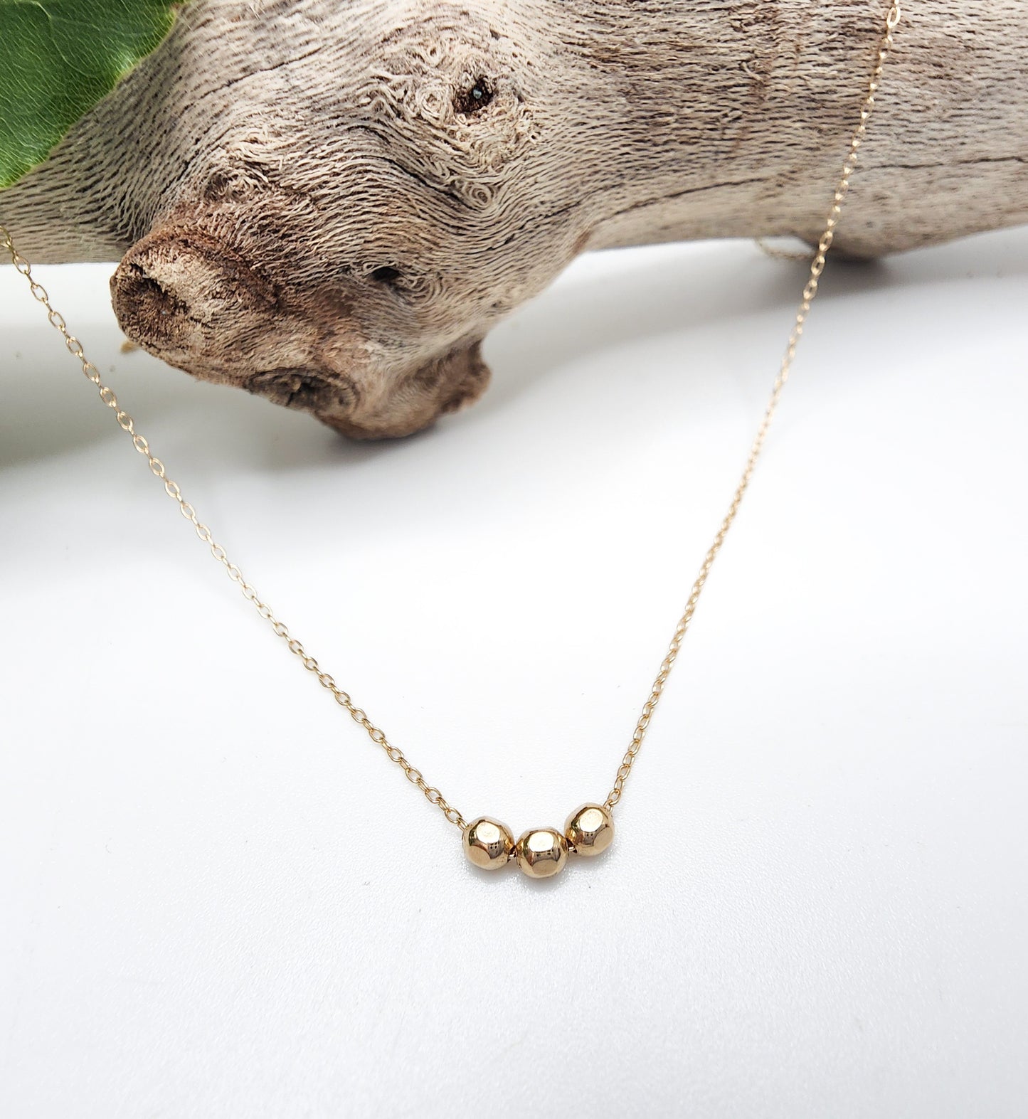 Tiny 14k Gold Filled Faceted Bead Necklace