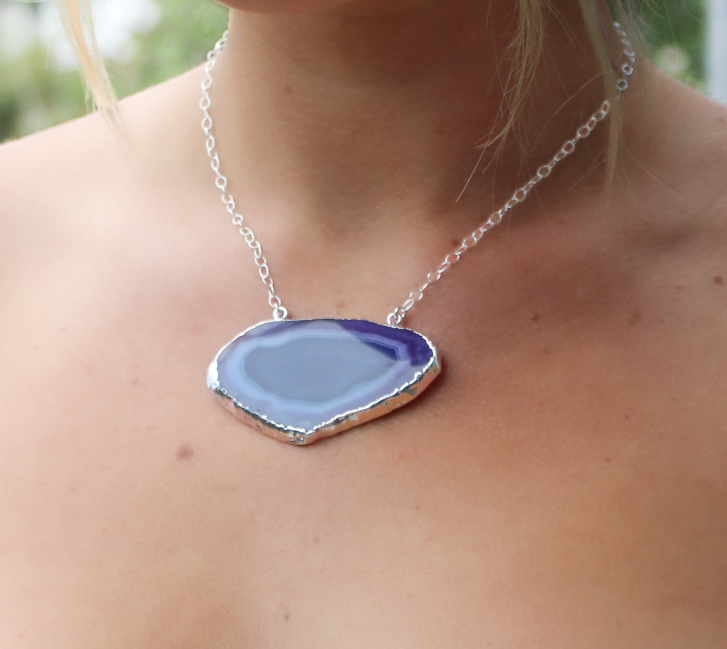 Purple Agate Statement Necklace