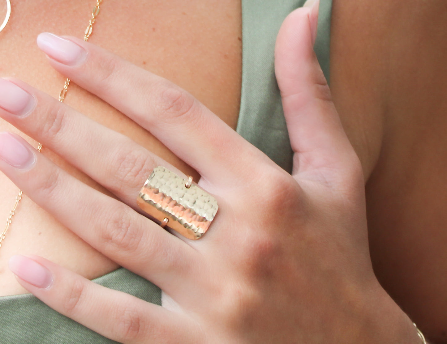 Gold Filled Rectangle Shield Ring