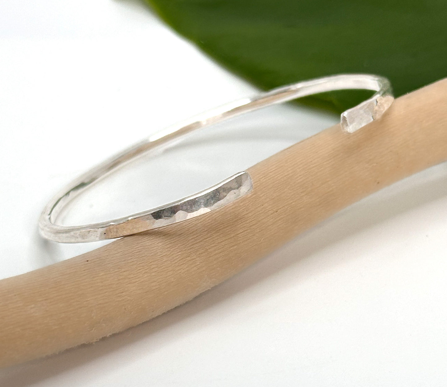 Sterling Silver Hammered Cuff Bangle Bracelet