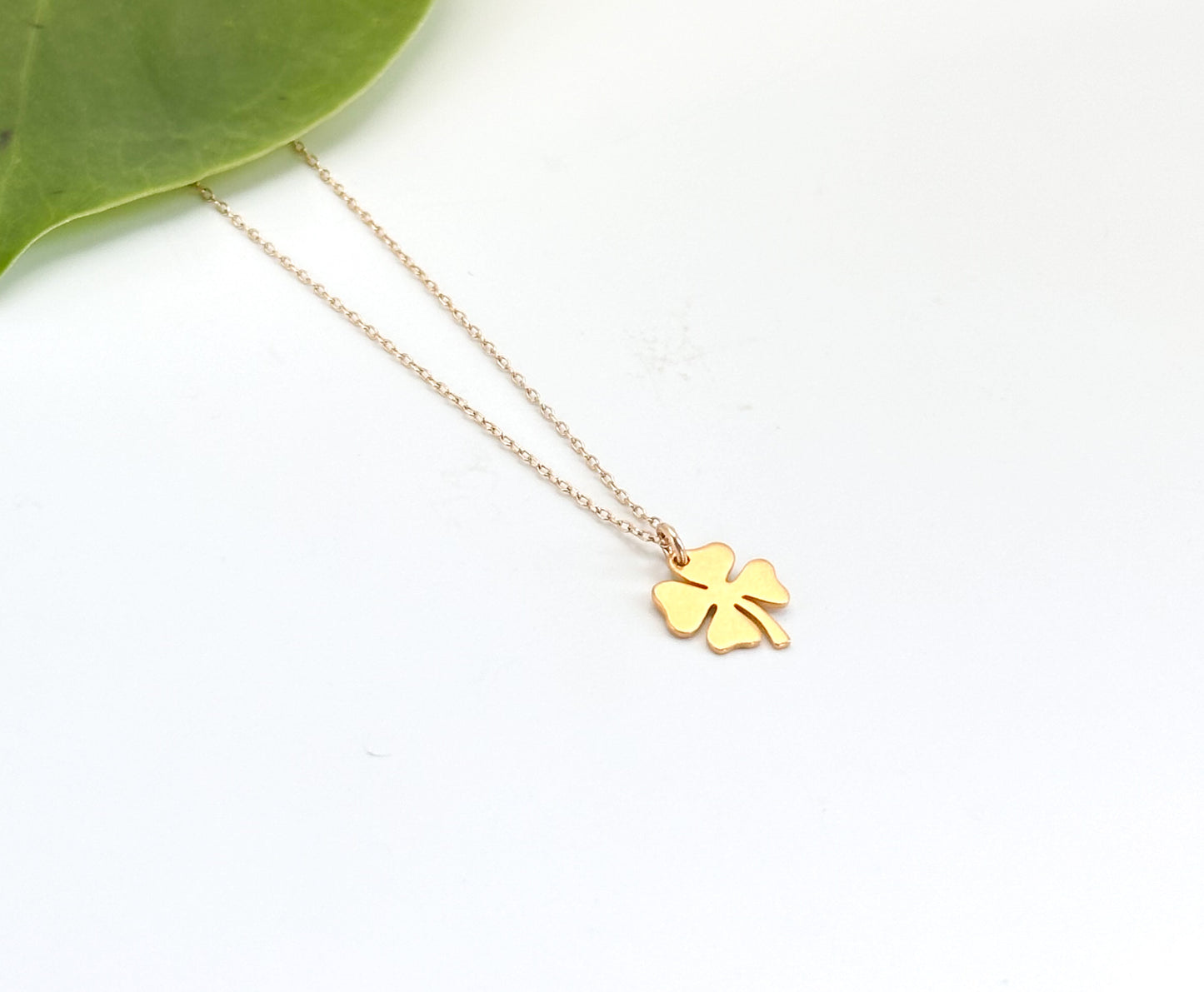 Gold Shamrock Necklace, 4 Leaf Clover