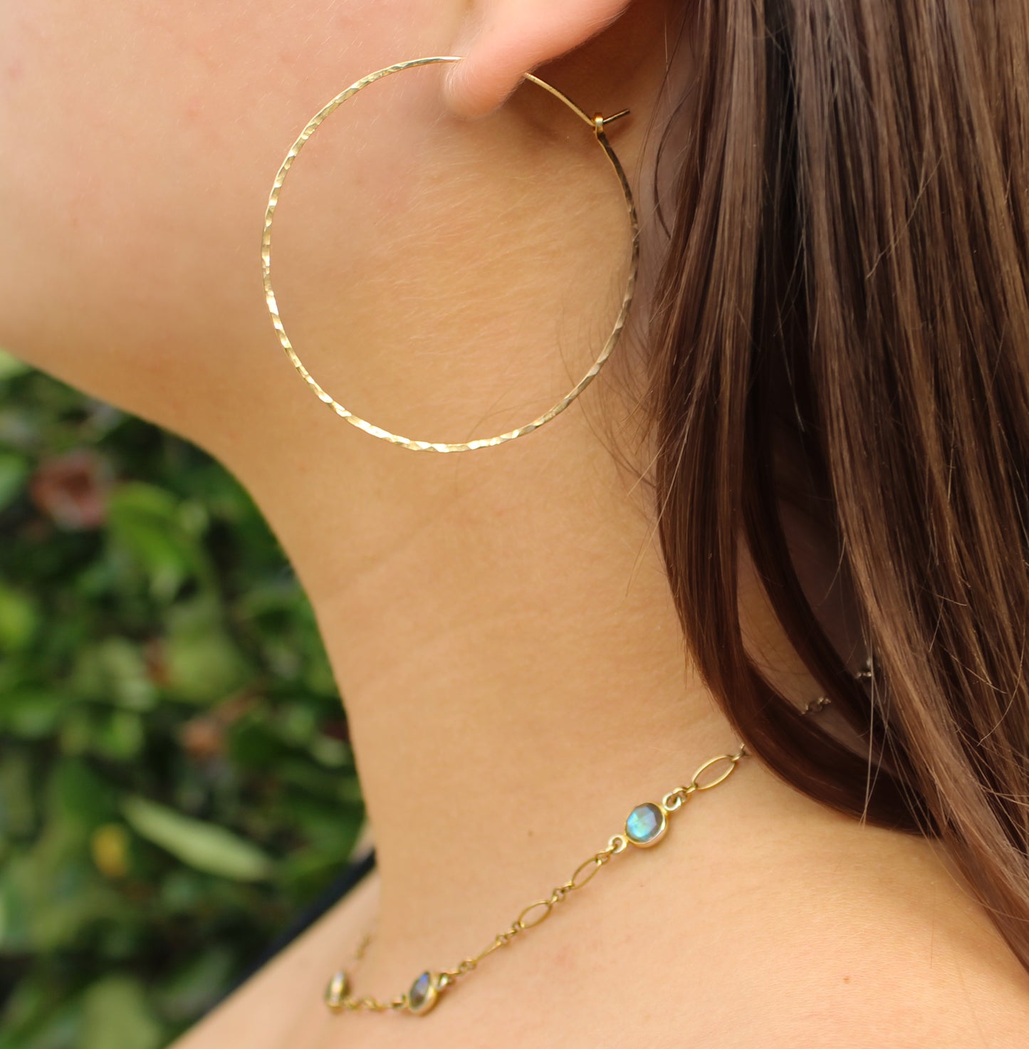 Gold Hoop Earrings, Dainty Hammered Hoops