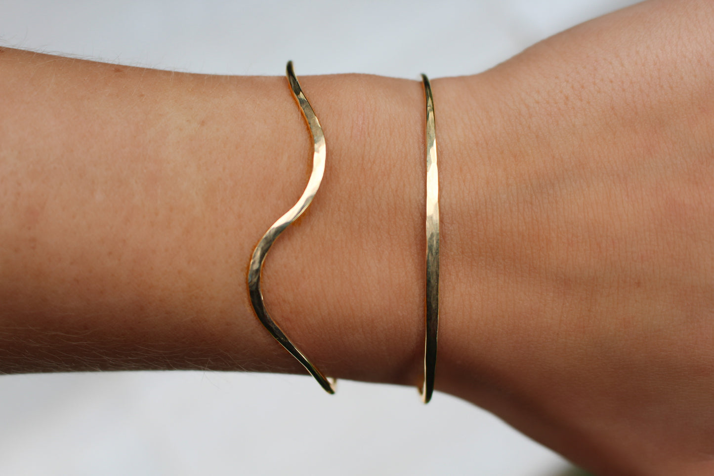 14k Gold Fill Hammered Bangle Bracelet