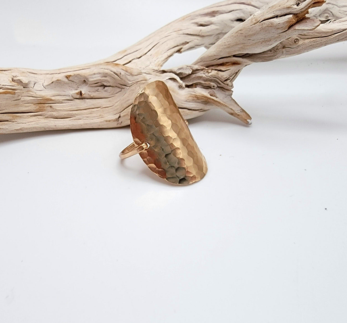 Sterling Silver Hammered Shield Ring