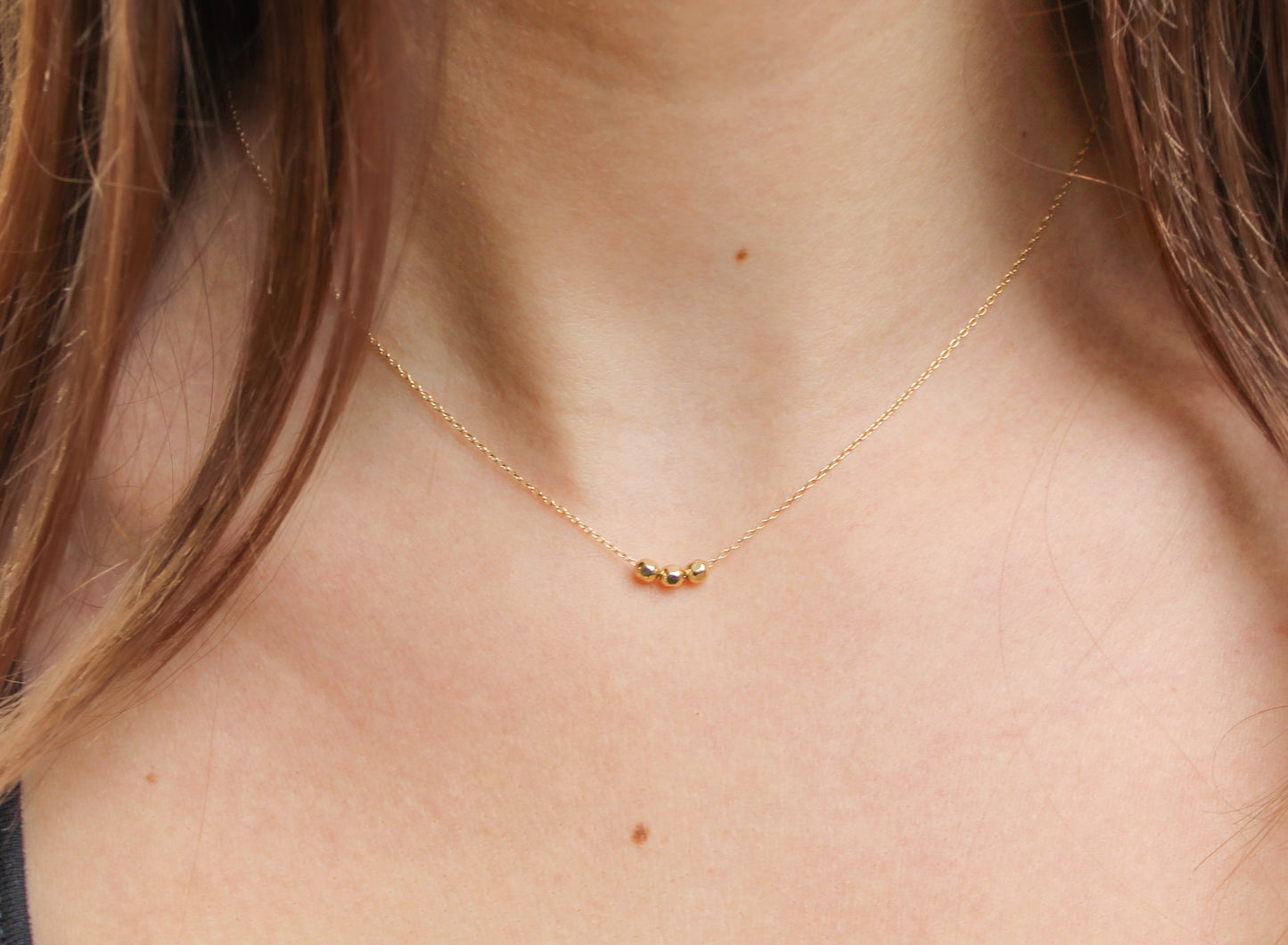 Tiny 14k Gold Filled Faceted Bead Necklace