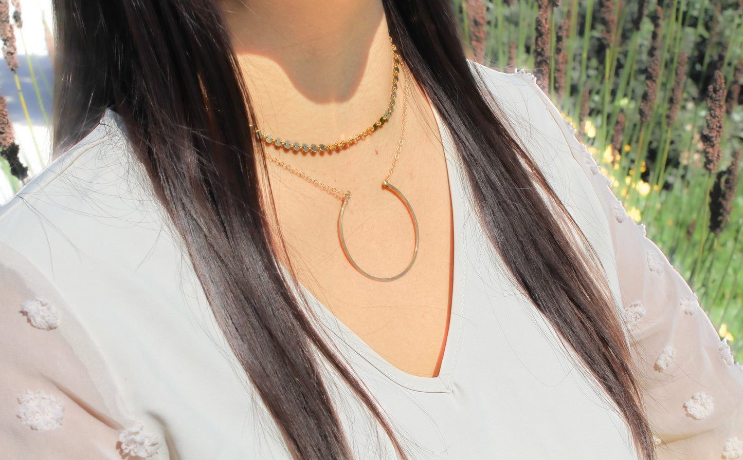 Large Sterling Silver Open Circle necklace