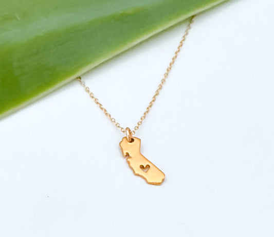 Gold California Love Necklace, Gold Vermeil, Cutout Heart