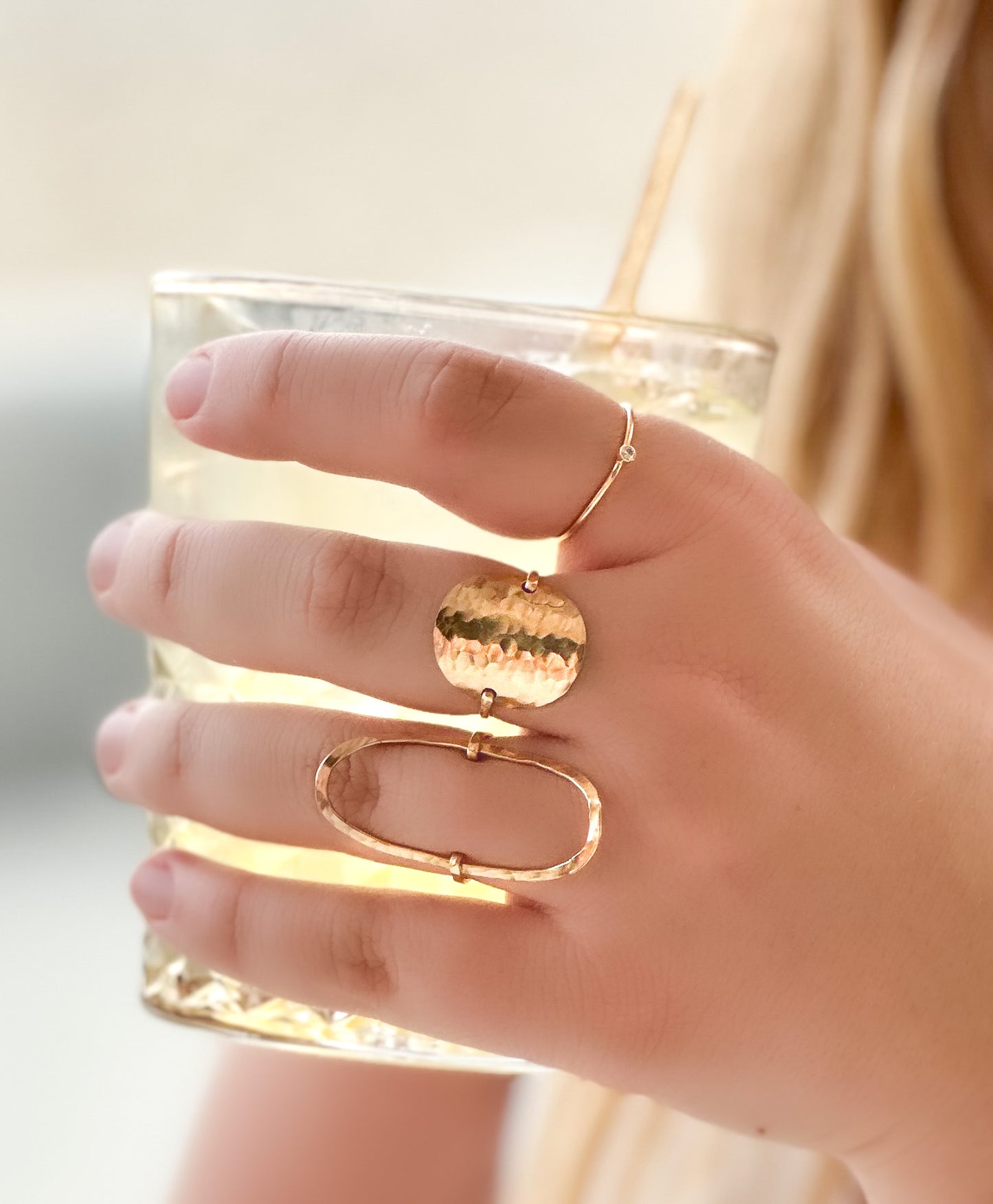 14k Gold Filled Hammered Circle Ring