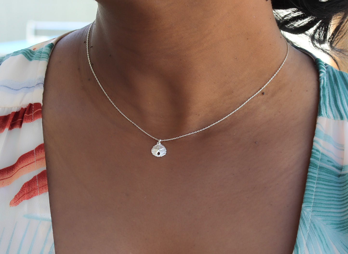 Tiny Sterling Silver Sand Dollar Necklace