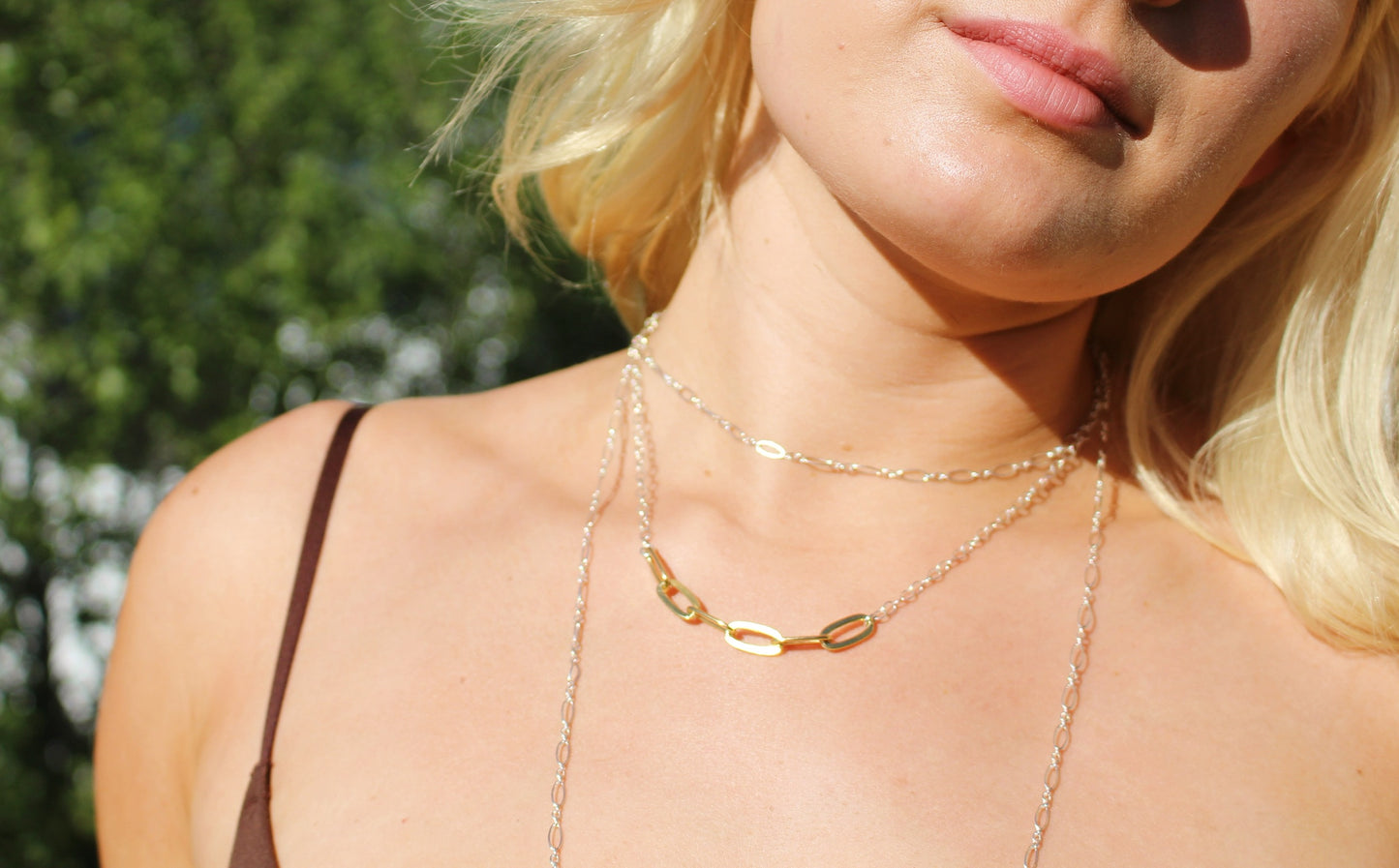 Long Gold Filled Figaro Chain Wrap Necklace