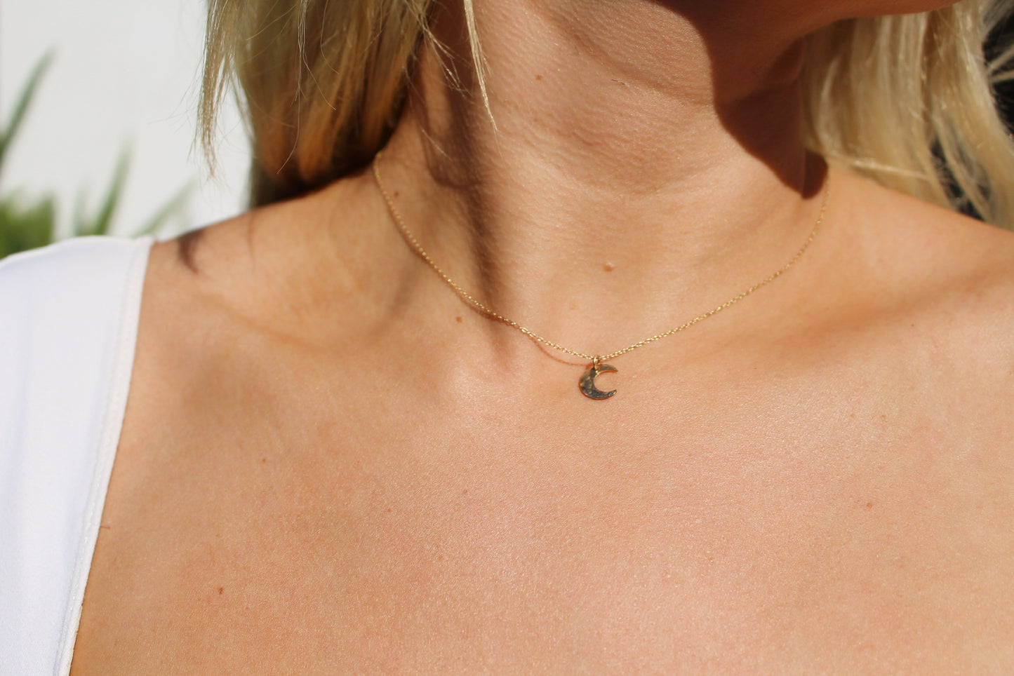 Tiny Gold Filled Moon Necklace