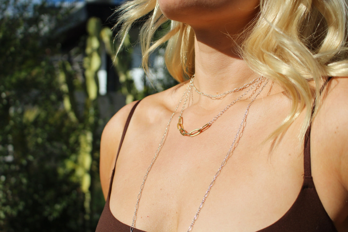 Long Gold Filled Figaro Chain Wrap Necklace