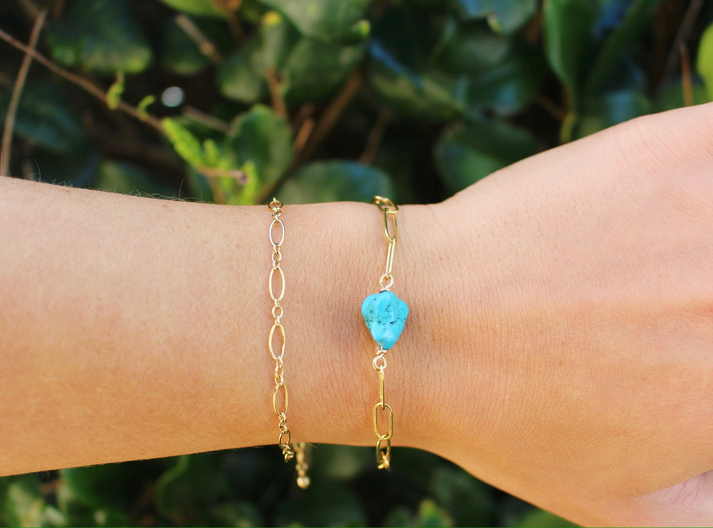 Turquoise Paperclip Chain Bracelet