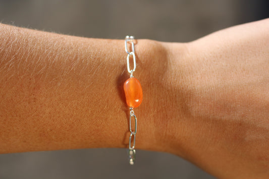 Carnelian Paperclip Chain Bracelet