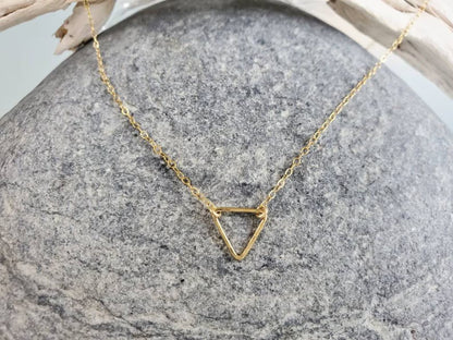 Dainty Open Triangle Necklace, Sterling Silver, 14k Gold Fill My Store