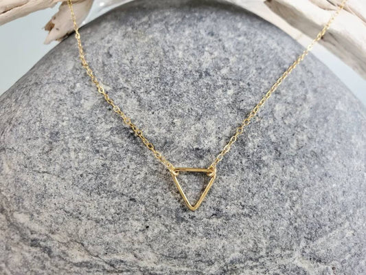 Dainty Open Triangle Necklace, Sterling Silver, 14k Gold Fill My Store