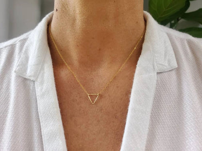 Dainty Open Triangle Necklace, Sterling Silver, 14k Gold Fill My Store