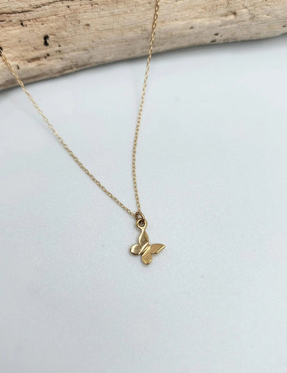 Tiny 3D Butterfly Necklace, Sterling Silver, Gold Vermeil My Store