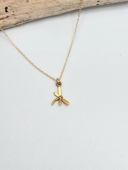 Tiny 3D Dragonfly Necklace, Sterling Silver, Gold Vermeil My Store