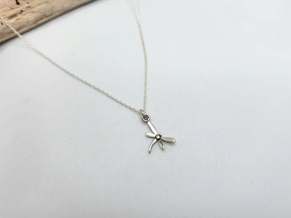 Tiny 3D Dragonfly Necklace, Sterling Silver, Gold Vermeil My Store