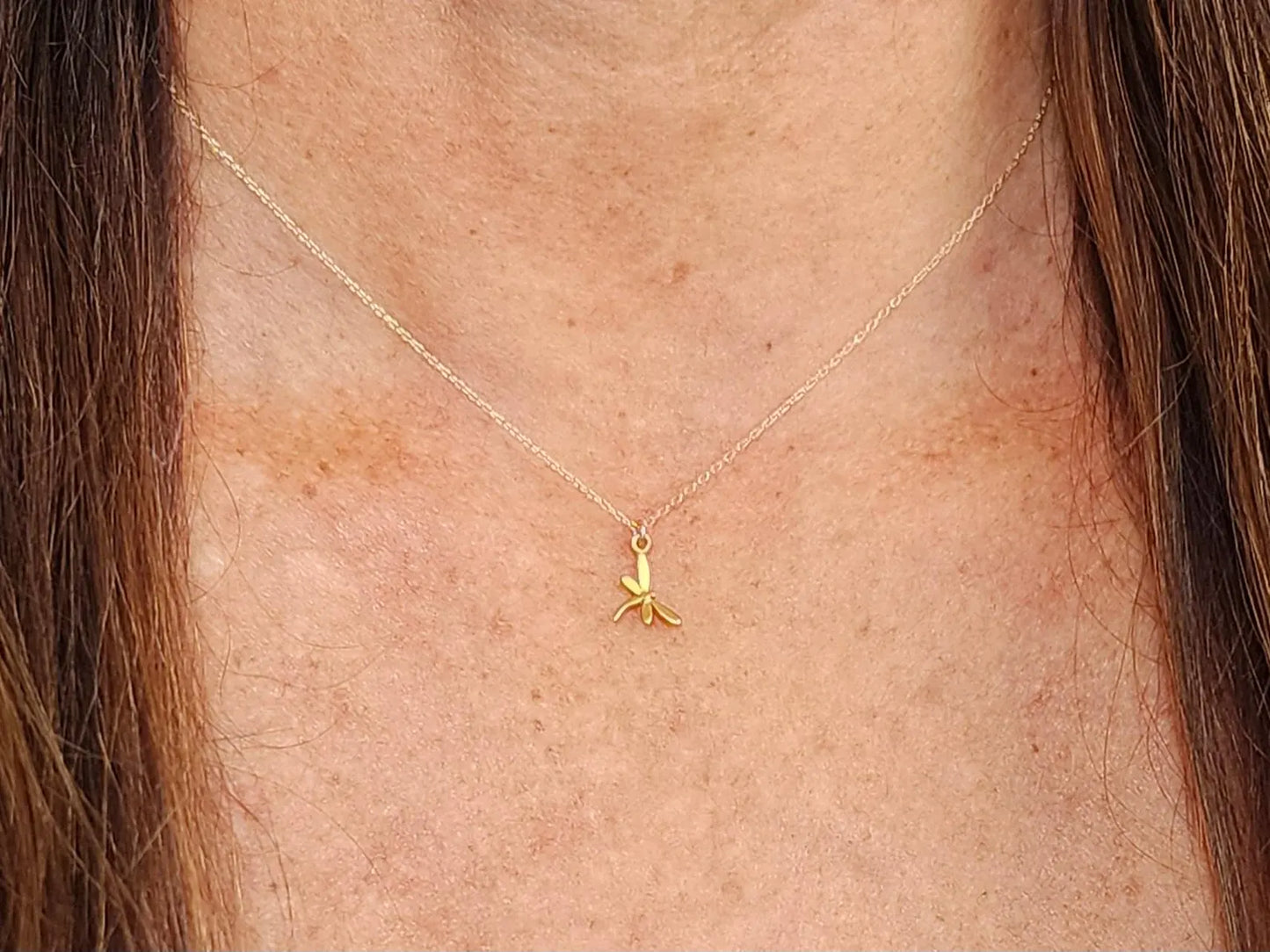 Tiny 3D Dragonfly Necklace, Sterling Silver, Gold Vermeil My Store