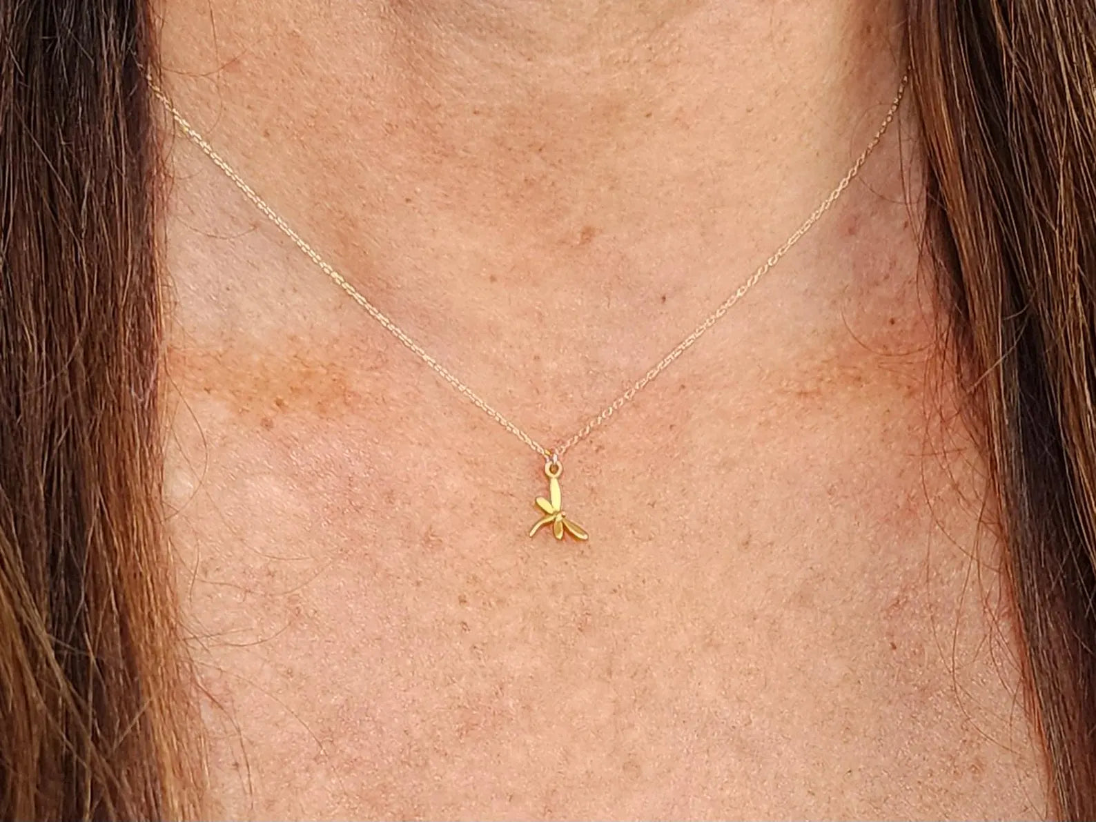 Tiny 3D Dragonfly Necklace, Sterling Silver, Gold Vermeil My Store