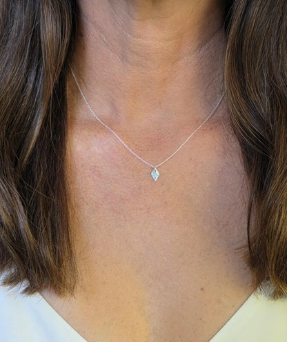 Tiny Hammered Diamond Pendant Necklace, 14k Gold Fill, Sterling Silver My Store
