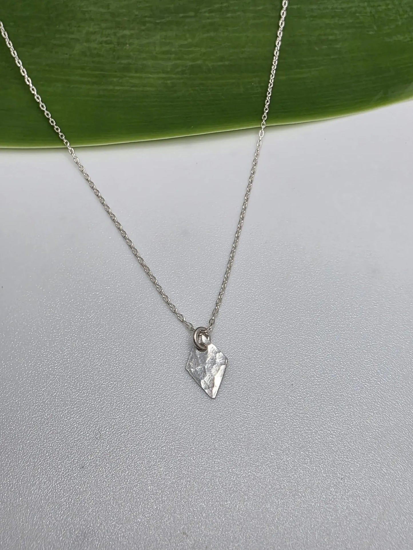 Tiny Hammered Diamond Pendant Necklace, 14k Gold Fill, Sterling Silver My Store