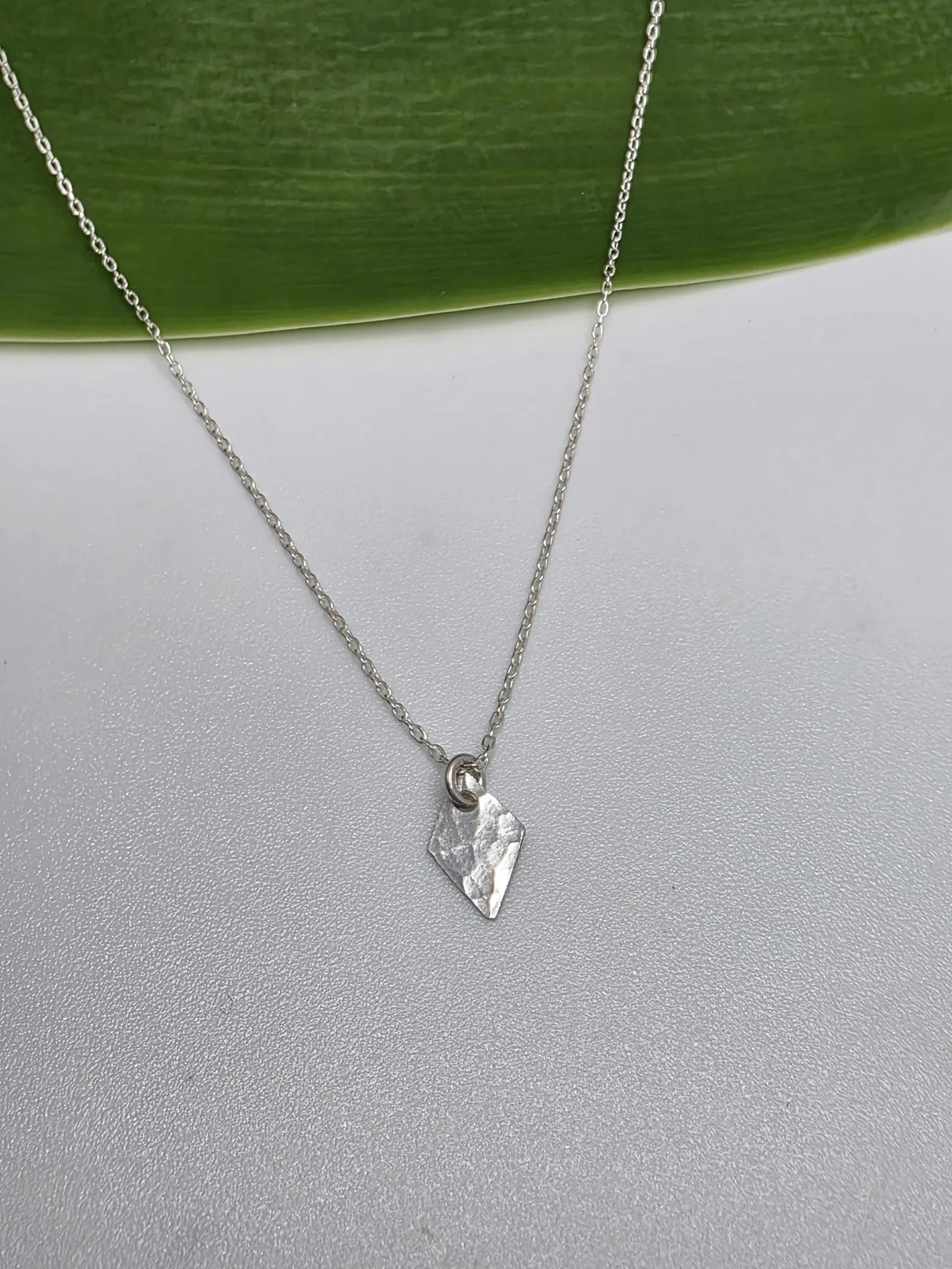 Tiny Hammered Diamond Pendant Necklace, 14k Gold Fill, Sterling Silver My Store