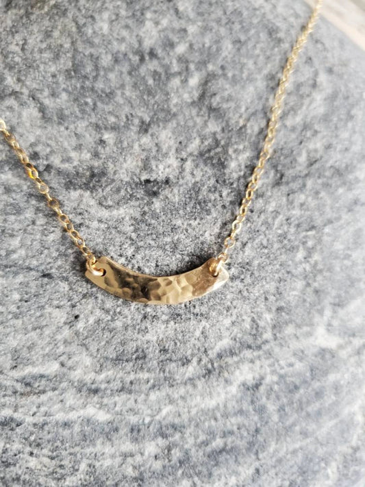 Small 14k Gold Fill Curved Bar Necklace My Store