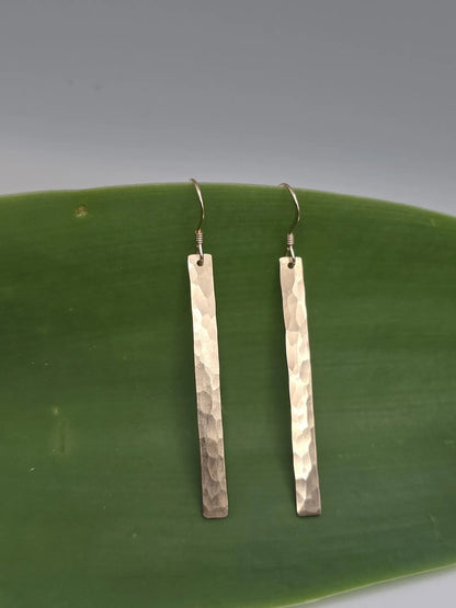 Long 14k Gold Fill Hammered Bar Earrings, 1.5 inch My Store