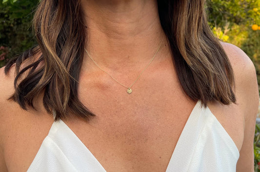 Teenie Tiny 14k Gold Fill Hammered Disk Necklace My Store