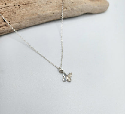 Tiny 3D Sterling Silver Butterfly Necklace My Store