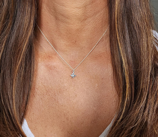 Tiny 3D Sterling Silver Butterfly Necklace My Store