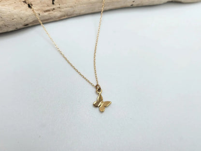 Tiny 3D Gold Vermeil Butterfly Necklace My Store