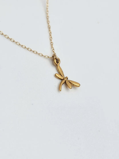 Tiny 3D Gold Vermeil Dragonfly Necklace My Store