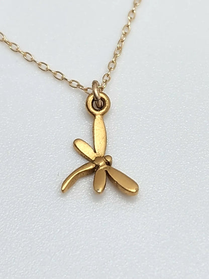 Tiny 3D Gold Vermeil Dragonfly Necklace My Store