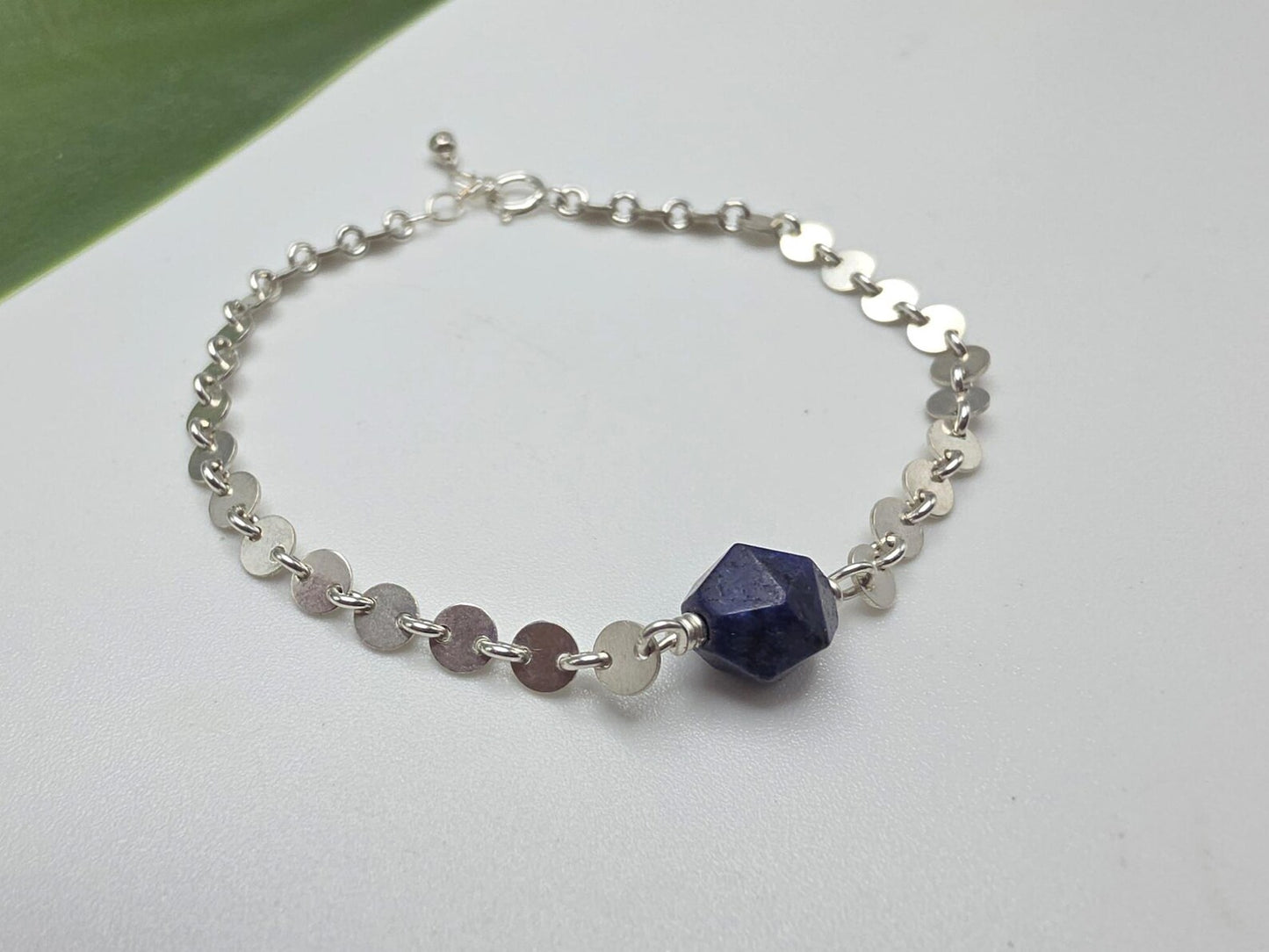 Blue Lapis and 14k Gold Fill Sequin Chain Bracelet My Store