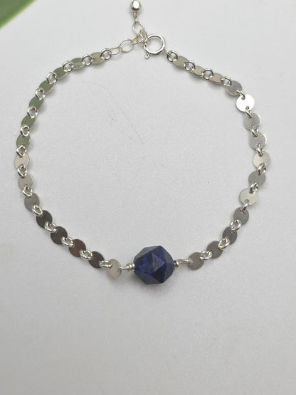 Blue Lapis and 14k Gold Fill Sequin Chain Bracelet My Store