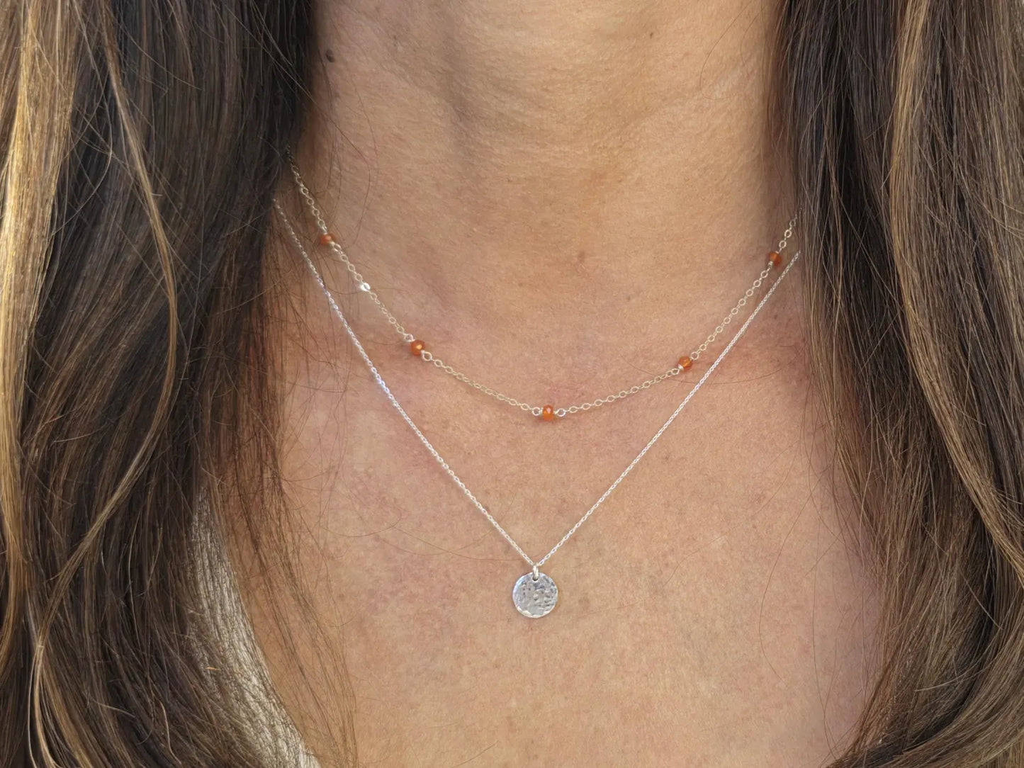 Set of 2 Sterling Siver Layered Gemstone Necklaces My Store