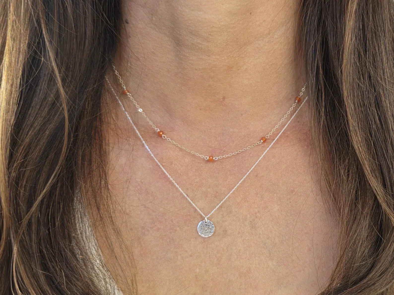 Set of 2 Sterling Siver Layered Gemstone Necklaces My Store