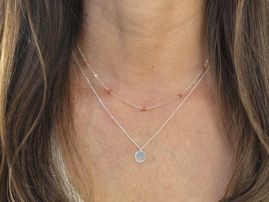 Set of 2 Sterling Siver Layered Gemstone Necklaces My Store