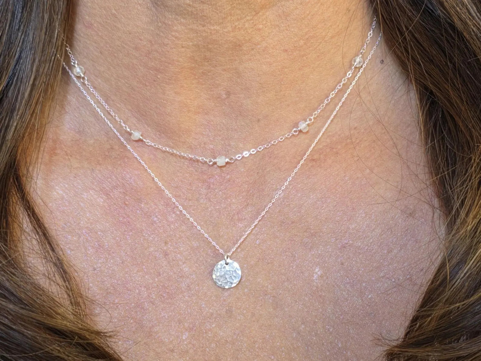 Set of 2 Sterling Siver Layered Gemstone Necklaces My Store