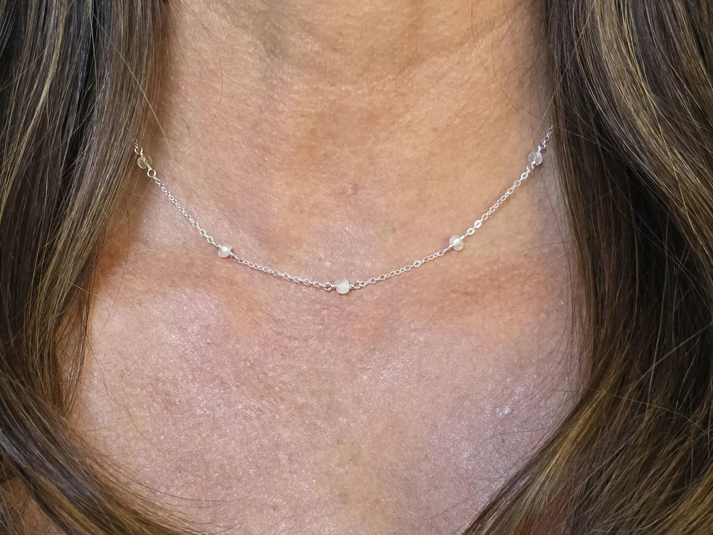 Set of 2 Sterling Siver Layered Gemstone Necklaces My Store